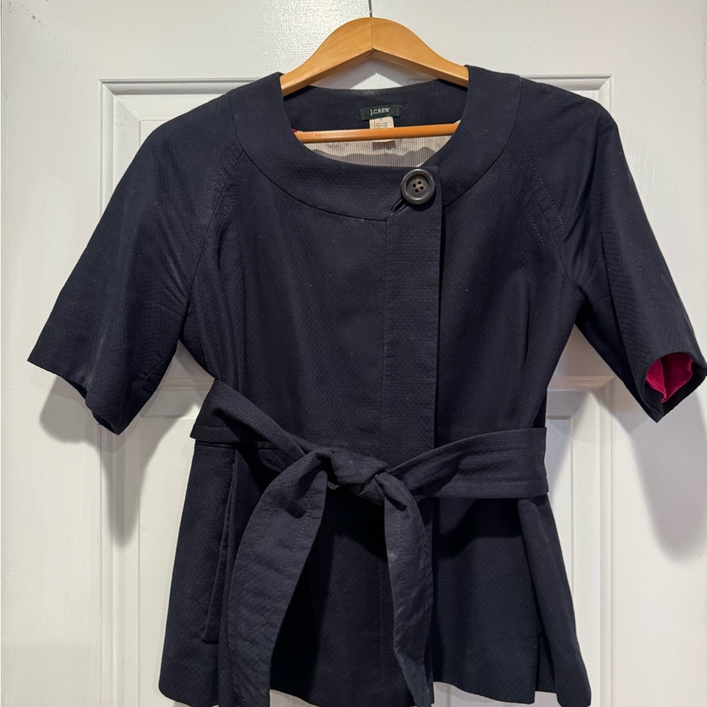 Black Short Sleeve Belted Jacket
